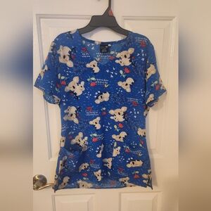 Women’s Scrub Royal Blue Koala-Print Short Sleeve Tee